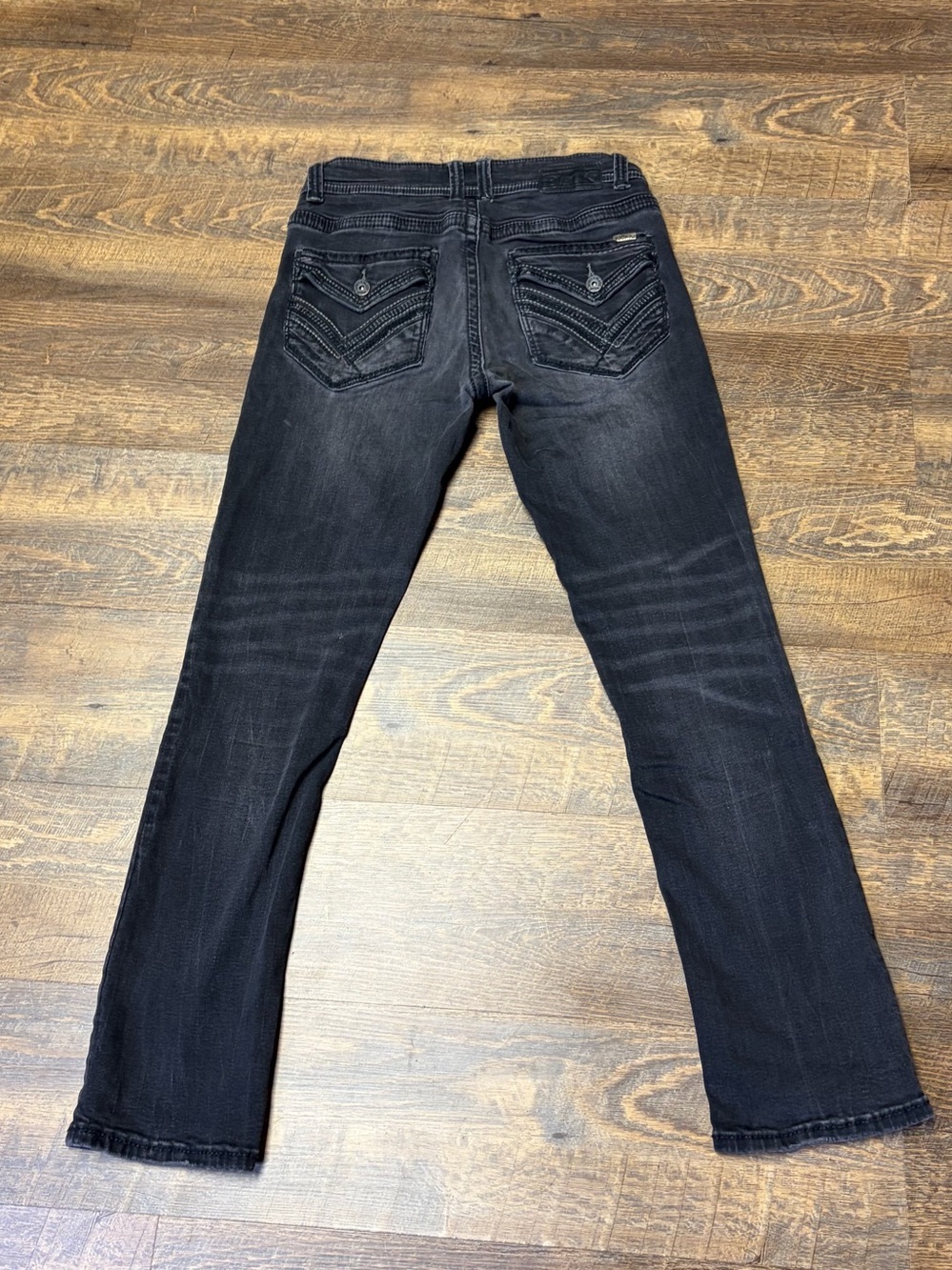 Buckle Black Jeans Men's 32x31 Fit No. 3 Straight Black Denim Embroidered Grunge